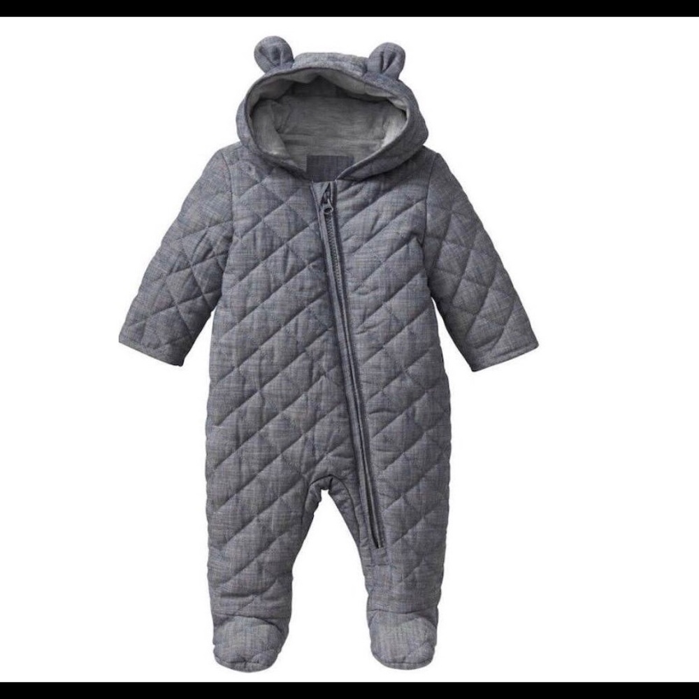 NWT Gap Chambray Quilted One Piece Bunting Suit